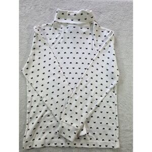 Vintage Currants Scottie Dog Print Mock Turtleneck Women's M Made USA 90s